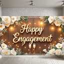 Happy Engagement Banner Engagement Party Decoration Floral Backdrop for Couple Wedding Bridal Shower Bride to Be Party Photography Background Photo Booth Studio Props