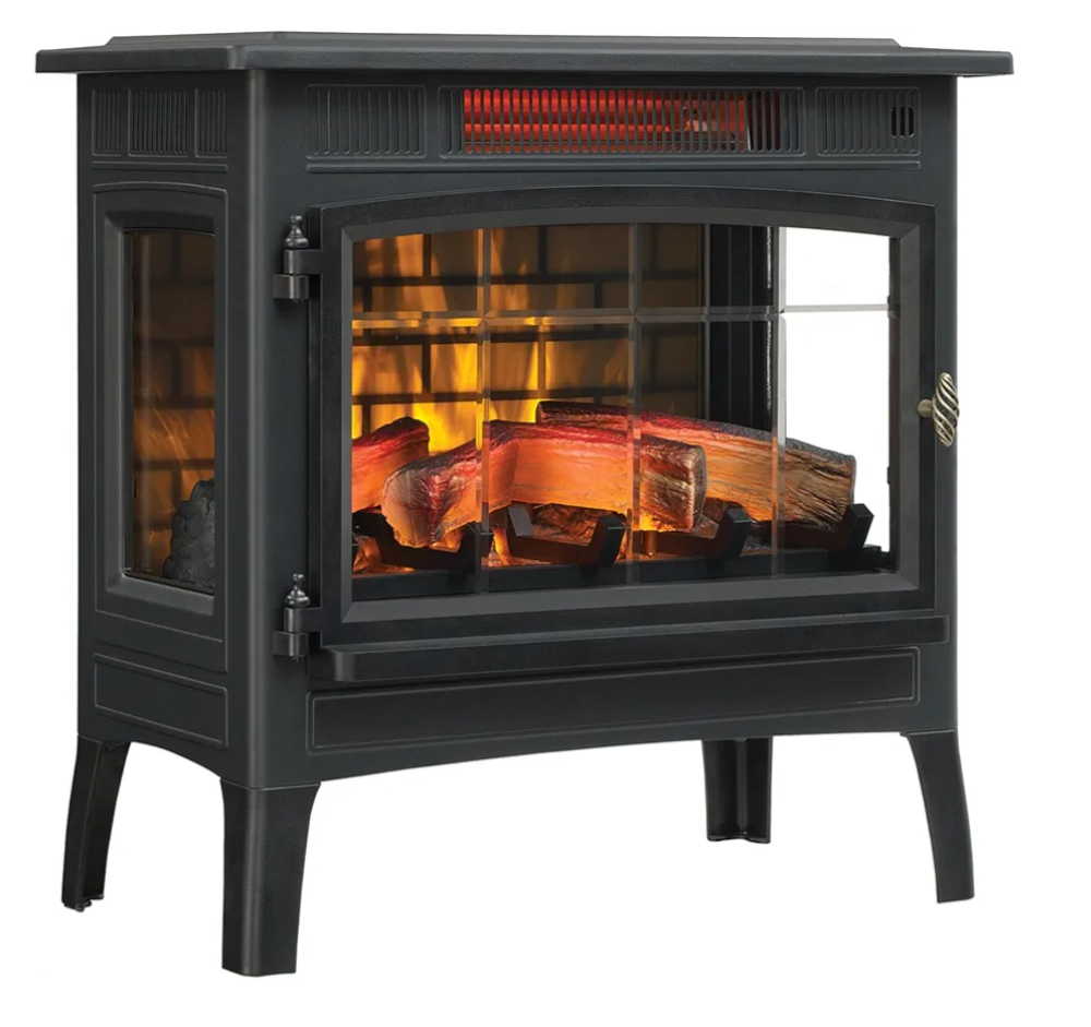 duraflame Freestanding Electric Fireplace Stove Heater with 3D Flame Effect for 1,000 Sq. Ft. Room, Black