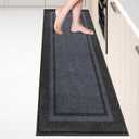 anllugs Kichen Rugs 24" x 96", Non-Slip Machine Washable Kitchen Runner Rugs Floor Mats, Absorbent Comfort Standing Mats for Kitchen, Sink, Laundry and Hallway, Bluish Grey & Charcoal