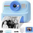 HiMont Kids Camera Instant Print, 1080P HD Instant Print Camera for Kids with 3 Rolls Print Paper & 32GB Card, Selfie Digital Camera for Kid, Ideal Kid Toys Gifts for Boys & Girls Age 3-14 (Blue)