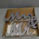 VIOPVERY Mr and Mrs Sign & ,Mr & Mrs Signs for Wedding Table,Large Wooden Letters for Sweetheart Table,Photo Props Wedding decorations for Anniversary,Silver, Without a Just Married Banner