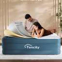 20 Tall Luxury Air Mattress with Quilted Foam Topper, Extra Firm Support with U-shaped PVC strap Inflatable Bed, Quiet & Comfortable Blow Up Bed for Home Guests, Camping, Travel, Fast Inflate AirBed