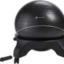 Gaiam Classic Backless Balance Ball Chair Exercise Stability Yoga Ball Premium Ergonomic Chair for Home and Office Desk with Air Pump, Exercise Guide and Satisfaction, Charcoal