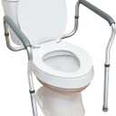 Carex Toilet Safety Rails, Adjustable and Detachable Toilet Safety Frame with Handles for Elderly, Handicap, or Disabled, Heavy-Duty Non-Slip Bathroom Grab Bar, with Padded Handles and Aluminum Frame