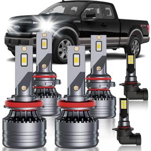for Ford F150 2015-2023 Fog Lights Bulbs Combo, 6pcs Super Bright White Multi Beam and Fog Lights Blubs Package