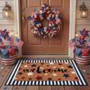 Tinideya 2 Pcs Door Mat Welcome Non Slip Coir Mats Floor Layering Doormats Seasonal for Front Porch Entryway Decor(Patriotic)