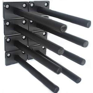 8 Pcs 5" Black Solid Steel Floating Shelf Bracket Blind Shelf Supports - Hidden Brackets for Floating Wood Shelves - Concealed Blind Shelf Support – Screws and Wall Plugs Included