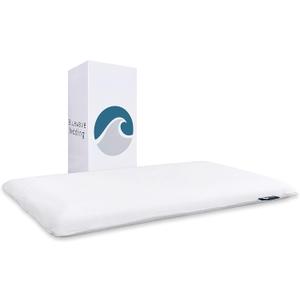 Bluewave Bedding Hyper Slim Gel Memory Foam Pillow for Stomach and Back Sleepers - Thin, Flat Design for Cervical Neck Alignment and Deeper Sleep (2.25-Inches Height, King Size), White