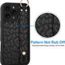 OOK Compatible with iPhone 16 Pro Max Case with Wrist Stand for Women Girls, Black Leopard Cheetah TPU Shockproof Protection Silm Silicone Kickstand Upgraded Cover, for 6.9inch