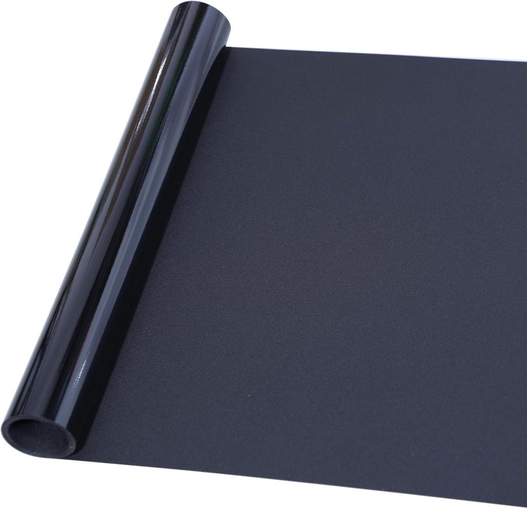23.6"x 118" Black Blackout Window Film,100% Light Blocking Room Darkening Window Privacy Film,Frosted Glass Window Film Heat Control, Removable Window Cover Tint for Day Sleep