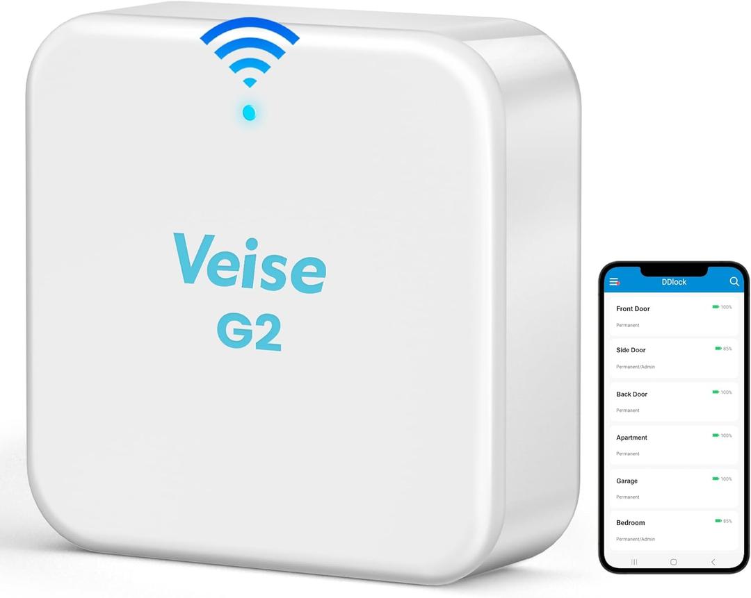 Veise G2 Gateway, Smart Deadbolt Wi-Fi Gateway, Remote Control, Compatible with DD Lock APP and TT Lock APP Remote Control