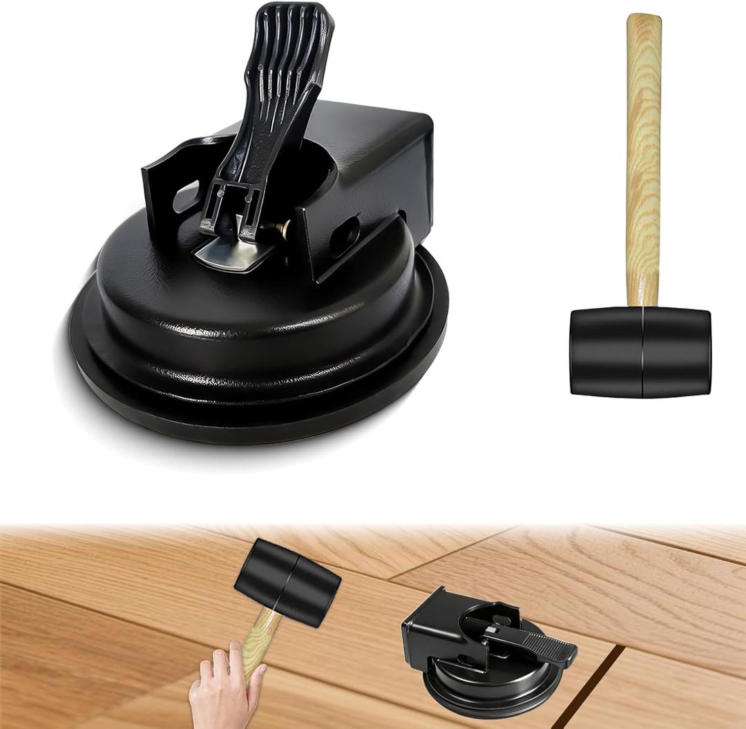 Heavy Duty Floor Gap Fixer Tool with Wooden Handle Rubber Hammer, Floor Gap Fixer Tool, Floor Suction Cup Tool - Enhanced Vacuum Suction Cup for Laminate, Vinyl, Wood Floor Repairs