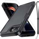 RMOCR for iPhone 16e Case & iPhone 17e Case, with Screen Protector,Military Grade Heavy Duty Shockproof Phone Cover with Wrist Lanyard Strap for iPhone 16e & iPhone 17e,Black Matte