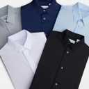 Calvin Klein Boys' Long Sleeve Slim Fit Dress Shirt, Button-Down Style with Cuffs & Shirttail Hem (Black, 16)