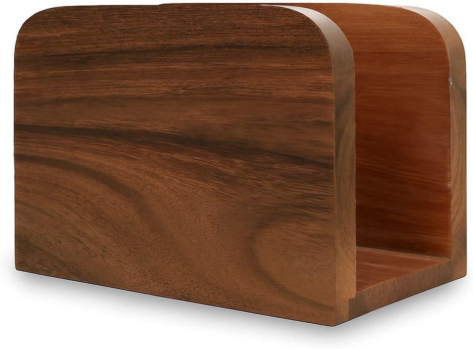 Acacia Wood Napkin Holder for Table, Wooden Napkin Holders for Kitchen, Standing Napkin Dispenser for Kitchen Dining Room Party Use, Kitchen Table Decor (Acacia 5.5"D x 2.5"W x 4"H)