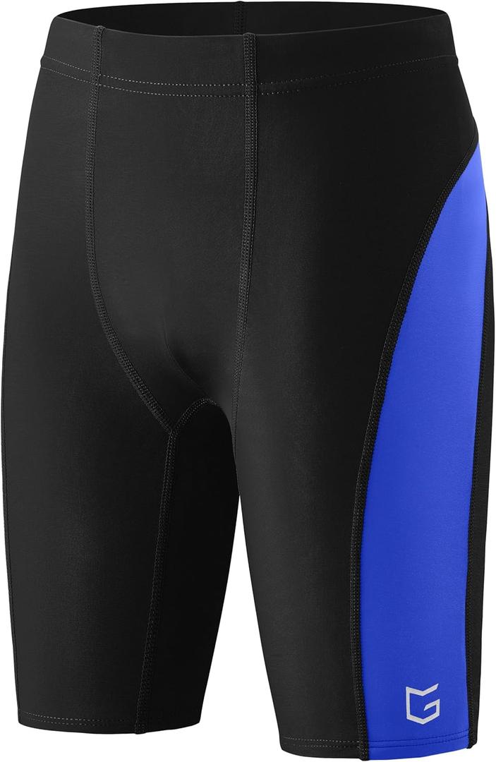 G Gradual Boys Swim Jammers Youth Competitive Swim Team Trunks Quick Dry Stretch Racing Swimsuit Swimming Shorts for Boy (Black/Blue), L