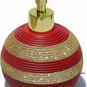 LUANT Bathroom Resin Lotion Soap Dispenser Pump- Perfect for Kitchen Countertops, Decorated for Chrismas, Red and Gold