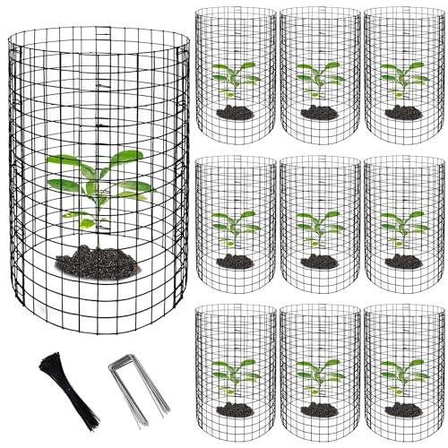 Adnee 10 Packs Wire Plant Protector from Animals - 20" H X 12" D Metal Mesh Plant Cage Covers - Sturdy Garden Bunny Barricades Chicken Wire Cloche for Plants Shrubs Vegetables Flowers