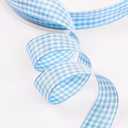 VIVIQUEN Gingham Ribbon Checkered Ribbon 1-Inch Wide Taffeta Plaid Ribbon 25 Yard Long 100% Polyester Woven Edge (Light Blue, 1 Inch)