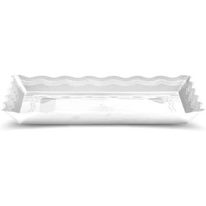 Elegant White Premium Wave Serving Tray - 9" x 13"- Heavyweight Plastic, Perfect for Parties, Weddings, and Catering Events