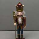 King Nutcracker Figures, 15 Inch Wooden Christmas Nutcracker with Scepter Ornaments, Nutcracker Xmas Decorations for Shelves and Tables