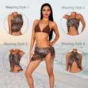 Women 3 Piece Bikini Set Sexy Swimsuits Triangle Halter Beach Skirt Bathing Suits Sarongs(Leopard, Medium)