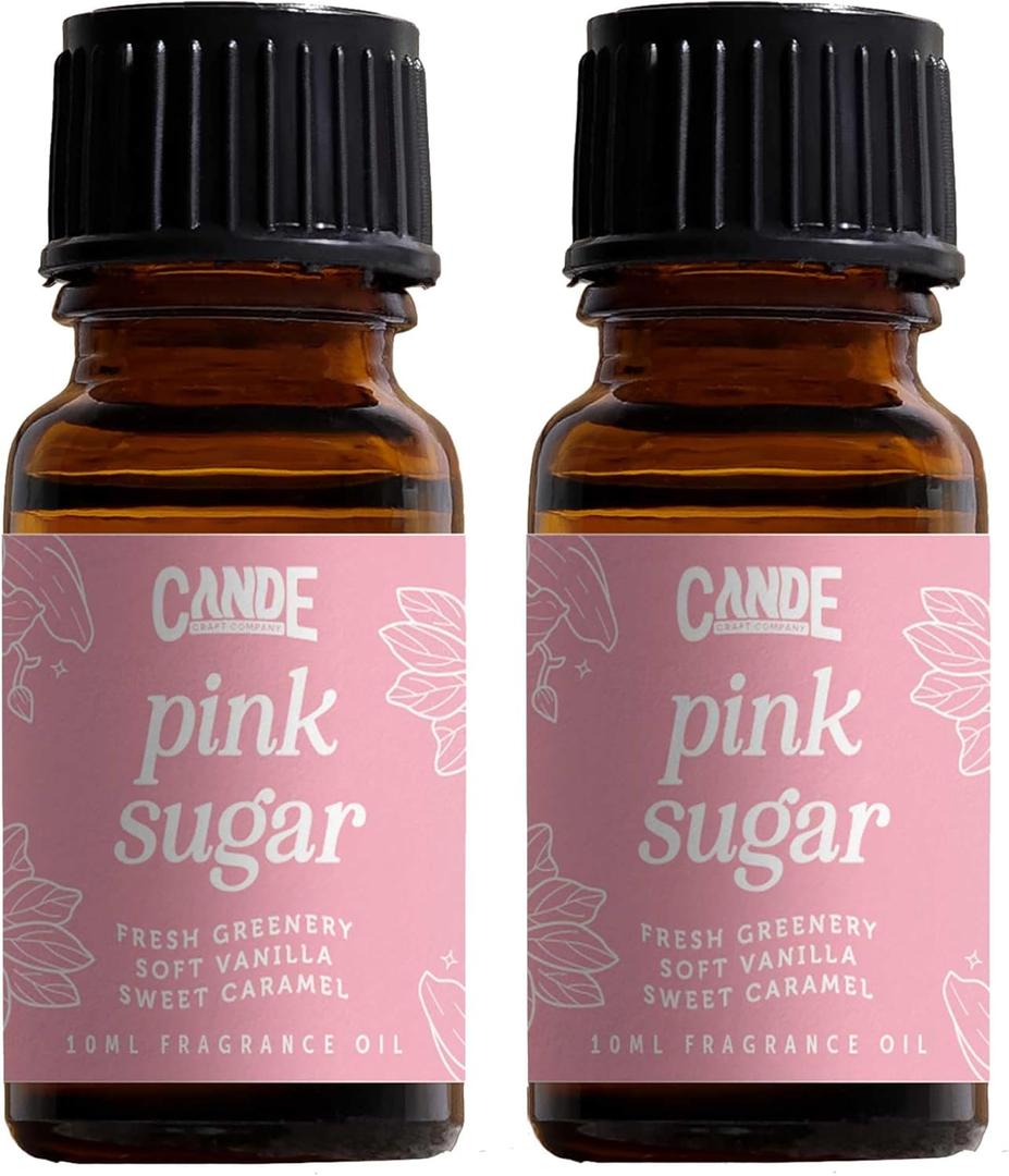 CANDECraftCo Premium Fragrance Oil  Diffuser Oils Fragrances Scented for Home, Candle Soap Making Supplies, Aromatherapy Blends for House (0.34 Fl Oz) (2-Pack, Pink Sugar)