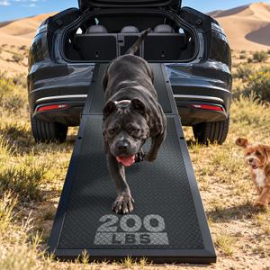 Dog Ramp for Dogs, Folding Dog Ramp with 5-Level Adjustable Height, Includes Free Tailgate Protection Film, 200 lbs Capacity, Non-Slip Portable Ramp for SUVs, Pickup Trucks, Beds & Couches