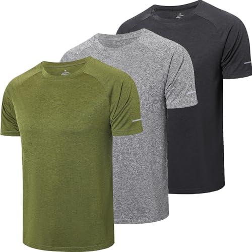 frueo Men's 2 Pack Workout Shirts Quick Dry Moisture Wicking Short Sleeve Mesh Athletic T-Shirts Small