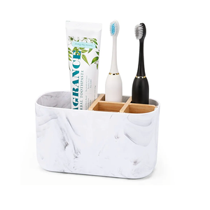 ZCCZ,Toothbrush Holders for Bathrooms, 5 Slots Bamboo Toothbrush Holder Kids Electric Toothbrush Holder and Toothpaste Holder for Bathroom Countertop Accessories Storage