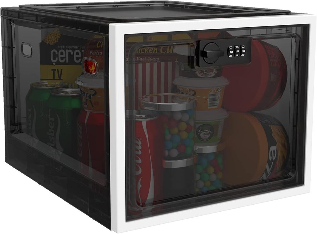 iBune Large Medication Lock Box, Lockable Medicine Storage Box for Medicine Safe/Phone/Refrigerator/Personal Items/Home/Office/Dorm, Black (1 Pack)