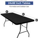 homing Rectangle Table Cloth Cover, Waterproof Polyester Elastic Fitted Tablecloth, Fits for 6 Foot Folding Tables, Washable Table Protector for Picnic, Camping, Outdoor (Black, 24" x 60")