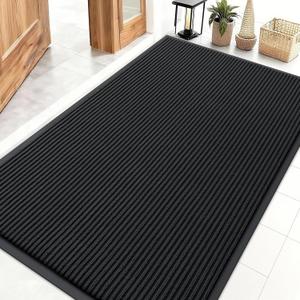OLANLY Front Door Mat Indoor Outdoor Entrance, Waterproof Heavy Duty Doormat, Fade Resistant, Low Profile, Easy Clean Patio Porch Welcome Floor Mats for Entry, 47x32, Black