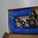 18 Pieces Air Compressor Accessories kit, 1/4 inch x 25 ft Recoil Poly Air Compressor Hose Kit, 1/4" NPT Quick Connect Air Fittings, 100 PSI Tire Inflator Gauge, Heavy Duty Blow Gun