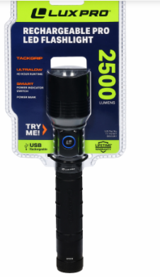 Luxpro® Rechargeable PRO LED Flashlight, 2500 Lumens