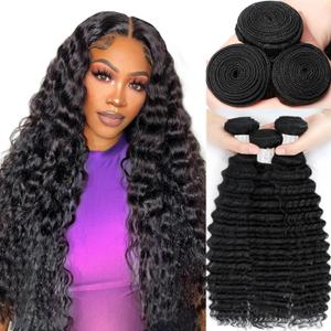 12A Human Hair Bundles 18 20 22 Inch Deep Wave Bundles Human Hair 100% Unprocessed Brazilian Virgin Deep Curly Weave 3 Bundles Hair Extensions for Women Natural Color 12A Human Hair Bundles 18 20 22 Inch Deep Wave Bundles Human Hair 100% Unprocessed Brazilian Virgin Deep Curly Weave 3 Bundles Hair Extensions for Women Natural Color