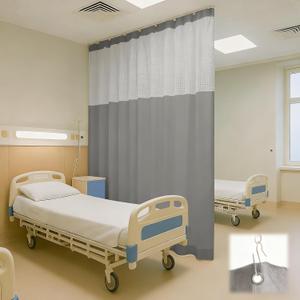 60" W x 96" L/5x8 FT Inherent Flame Retardant Hospital Curtain Room Divider, Grommet Flame Resistant Cubicle Curtains Medical Privacy Curtain for Hospital, Medical Clinic, Lab, School, Gray (Grey)