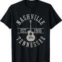 Nashville Tennessee Country Music USA Guitar Souvenir T-Shirt, Size L