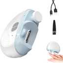 Electric Smart Nail Clippers for Adults Seniors, Automatic Nail Clipper Trimmer with Polisher, Rechargeable 2 in 1 Electric Nail Clipper with Light 3 Speeds Adjustable (White)