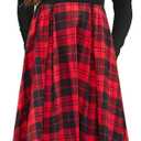 KYMIDY Girls Maxi Dress Kids Buffalo Check Plaid Long Sleeve Casual Dresses with Pockets for Girls, Red, 14 Years