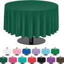 Dark Green 6 Pack Plastic Table Cloth 84", Disposable Round Tablecloth Table Cover, Plastic Tablecloths for Parties
