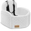 Mavora Max (Up to 35lbs Small/ Medium Dog Car Seat Booster Dog Seat for Car Portable with Adjustable Seatbelts Puppy Travel Carrier for SUV, Truck, with Memory Foam Cushion(White)