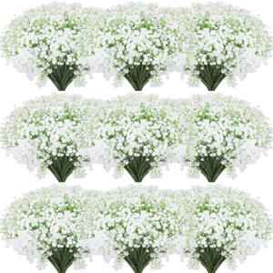 Tigeen 80 Pcs Artificial Baby Breath Flowers 20.5 Inch Fake Gypsophila Bouquets White Faux Gypsophila Flowers DIY Floral Bouquets for Arrangement Wreath Wedding Party Decor