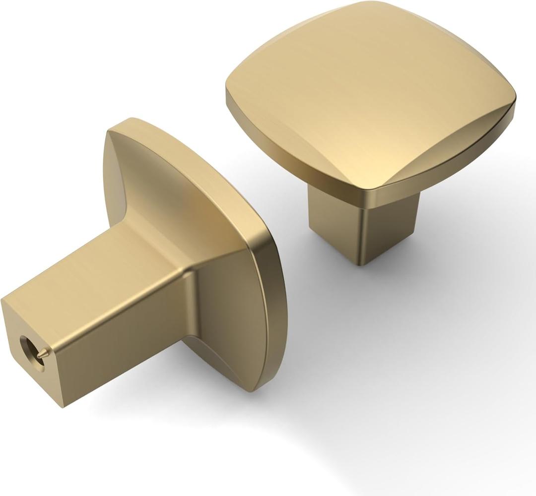 Asidrama 10 Pack Brushed Brass Kitchen Cabinet Knobs Square Dresser Knobs Drawer Knobs Cabinet Hardware Zinc Knobs for Dresser Drawers