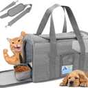Refrze Cat Carrier,Dog Carriers for Small Dogs Medium Cats Pet Carrier up to 15 Lbs, TSA Airline Approved Cat Carrier Soft, Cat Dog Crate Travel Bag,Grey (17.0"L x 12.0"W x 11.0"H)