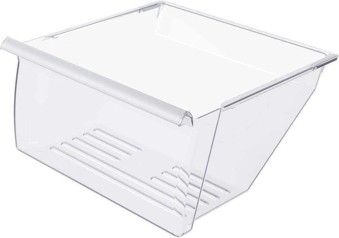 HECASA 2188664 Crisper Pan Drawer (Lower) Replacement for WP2188664 Compatible with Whirlpool, Kenmore, Maytag, Kitchen Aid Refrigerator W/White Handle