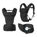 Baby Carrier Newborn to Toddler,Baby Carrier with Hip Seat,Ergonomic, Safety-Certified Baby Hip Carrier with Foldable Neck Support Pod,12 in 1 Baby Holder Carrier with Adjustable Waist Belt-Black