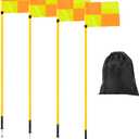 Desyeryamimi Soccer Corner Flags Set of 4 for Soccer Field, Adjustable Spring Loaded Soccer Flags Agility Training Poles Soccer Sticks, Speed and Agility Training Equipment with Storage Bag-5FT