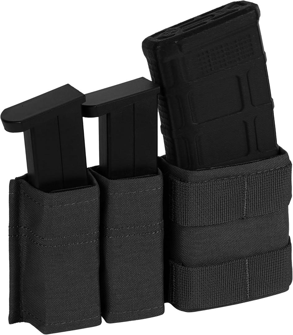 Mag Pouch 5.56 with Double Pistol Magazine Pouch,MOLLE Mag Pouches 5.56+9mm with Quick Release Insert for Tactical Vest Belt Accessories