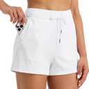 Willit Women's Shorts Hiking Athletic Shorts Yoga Lounge Active Workout Running Shorts Comfy Casual with Pockets 2.5" (Large, White)